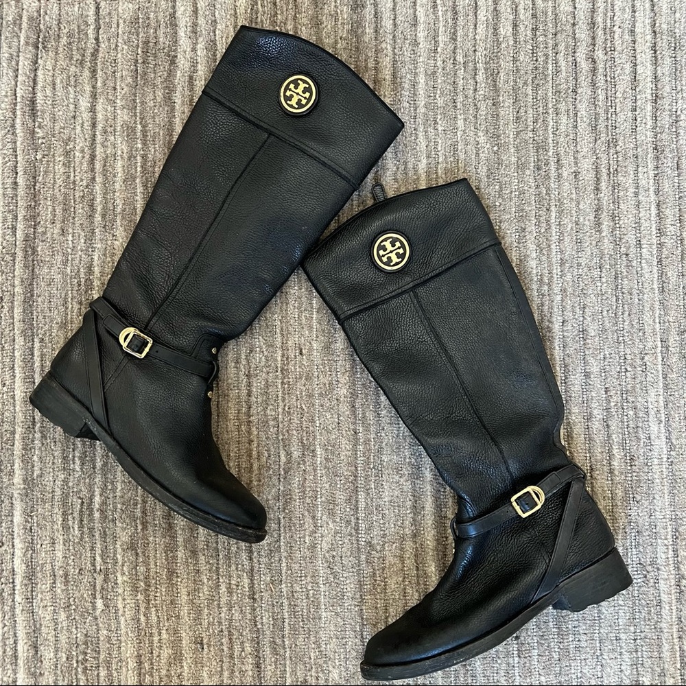 Tory Burch Riding Boots in Black Leather
